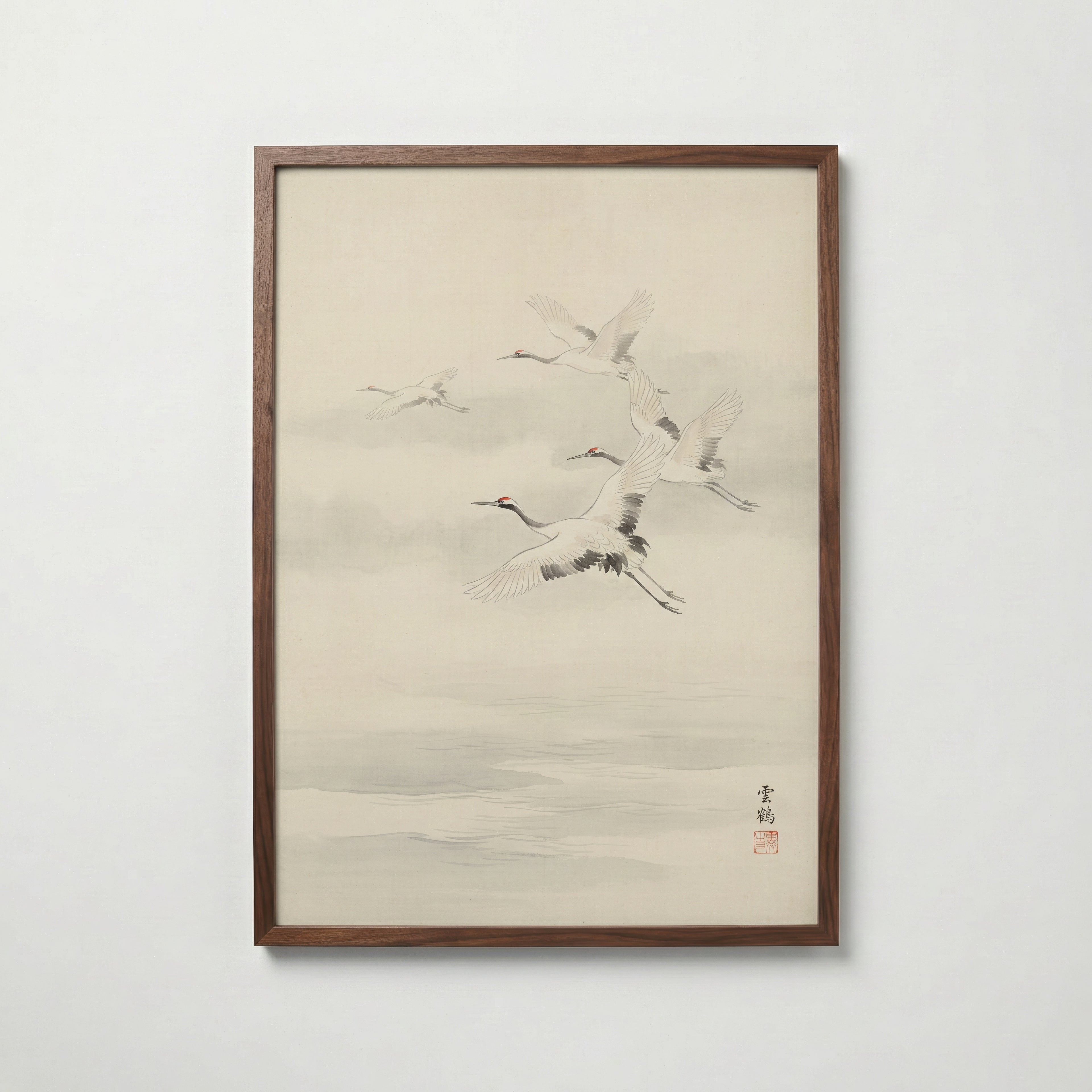 Flying Cranes Poster – valnötsram