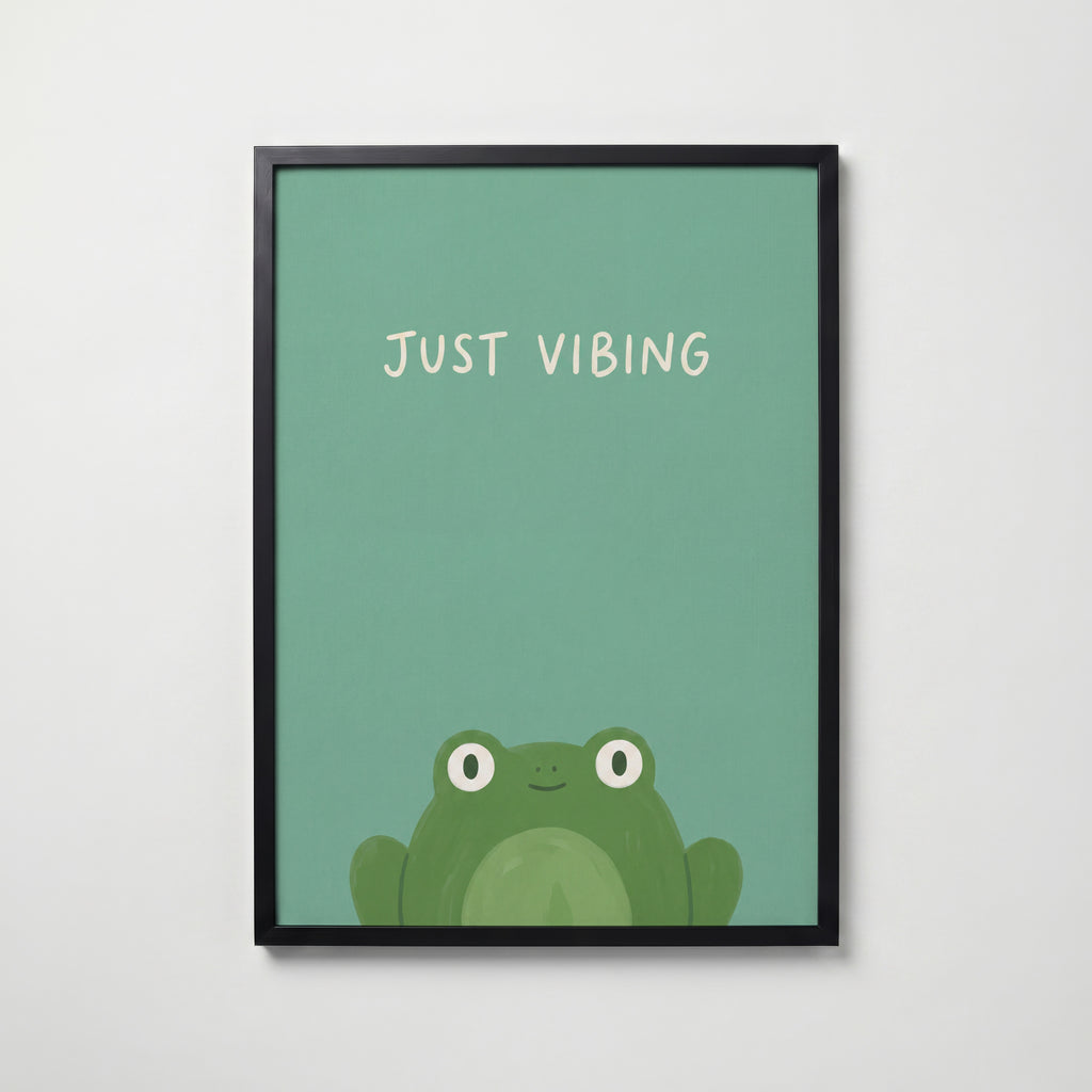 Just Vibing Frog Poster – svart ram