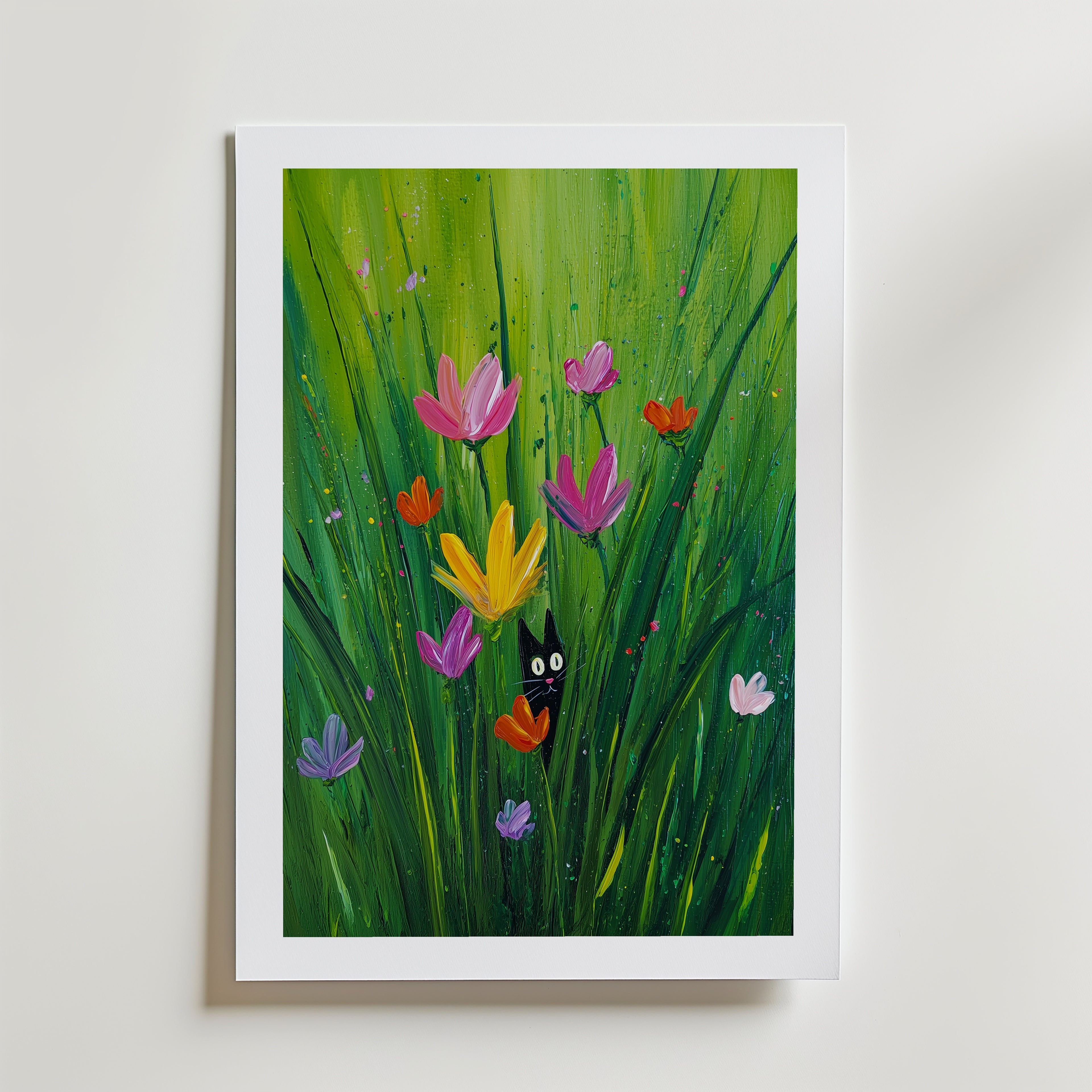 Hidden Garden Cat Poster – med passepartout