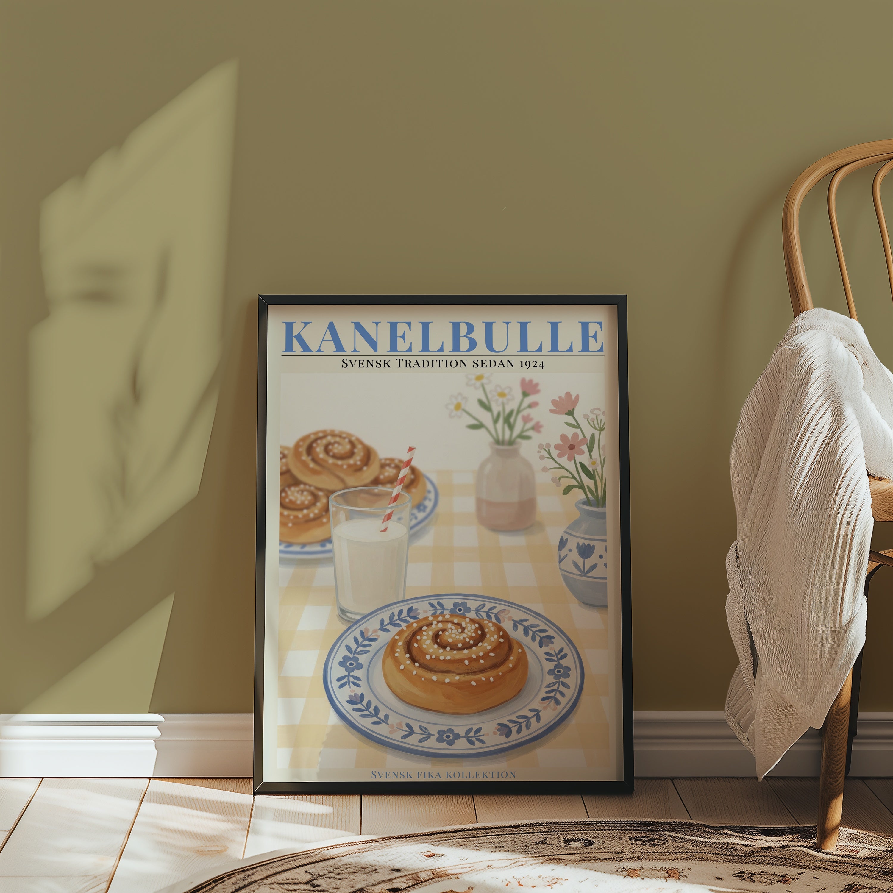 Kanelbulle Poster i ram i inrett rum - Bozetto