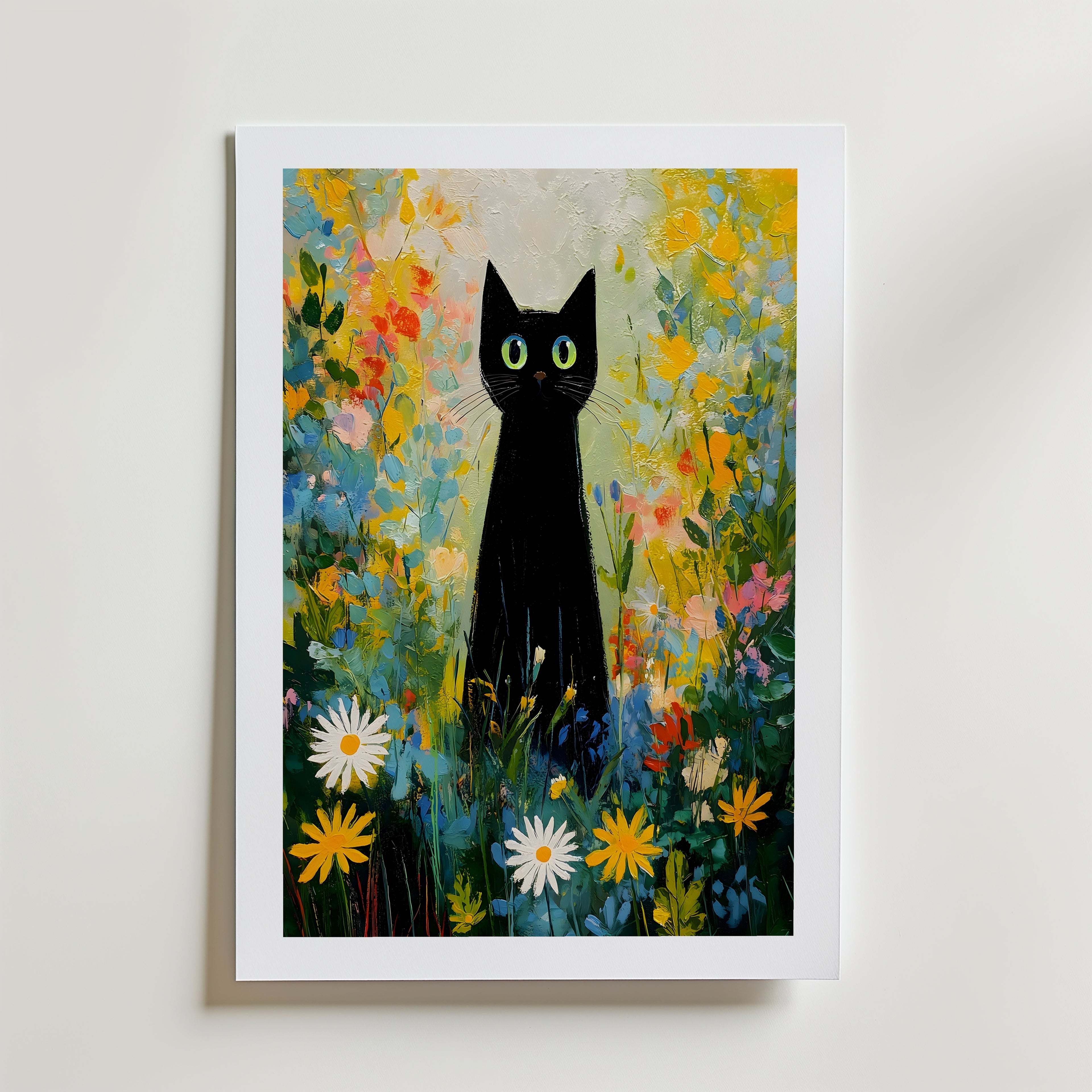 Midnight Garden Cat Poster – med passepartout
