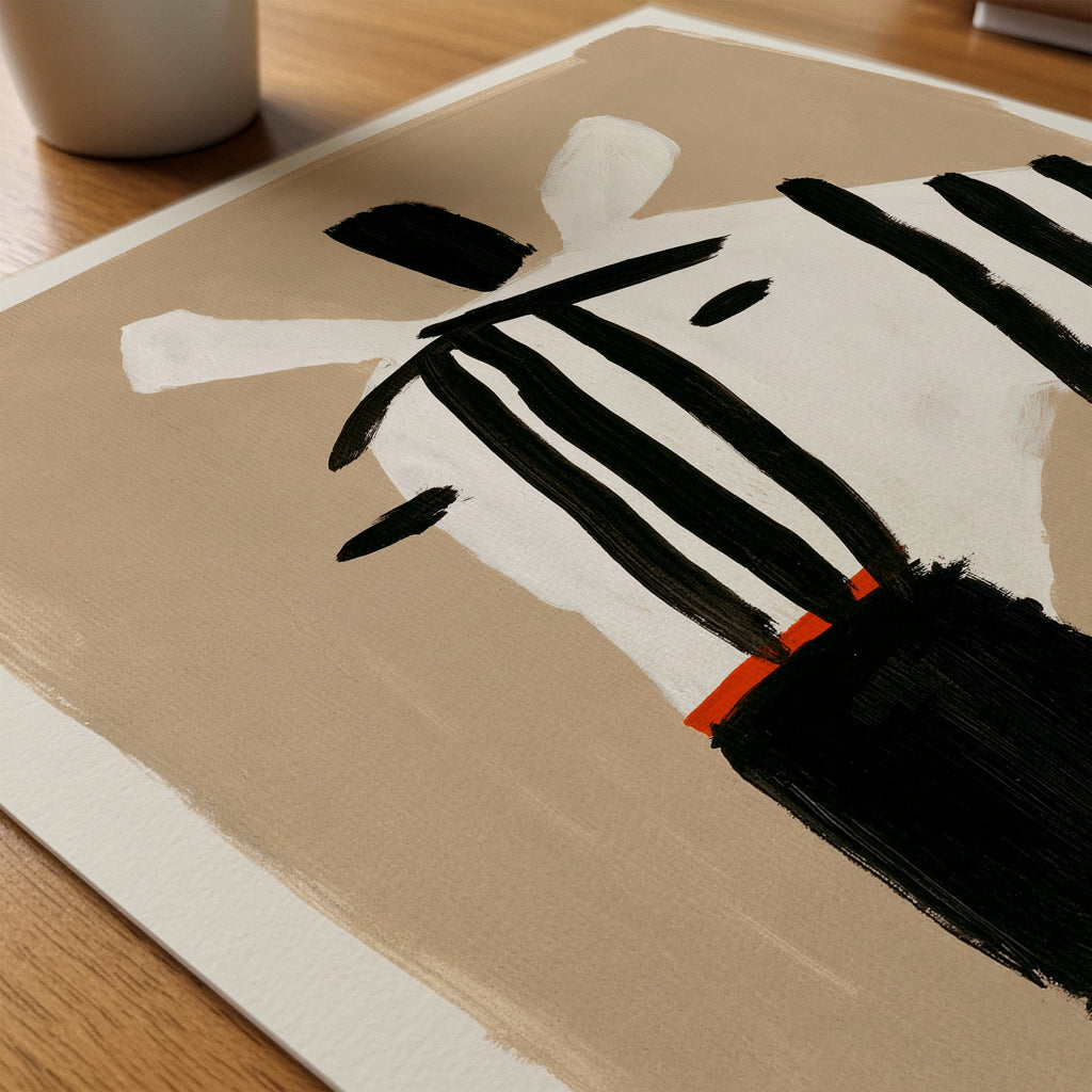 Minimal Zebra Poster – närbild på papper