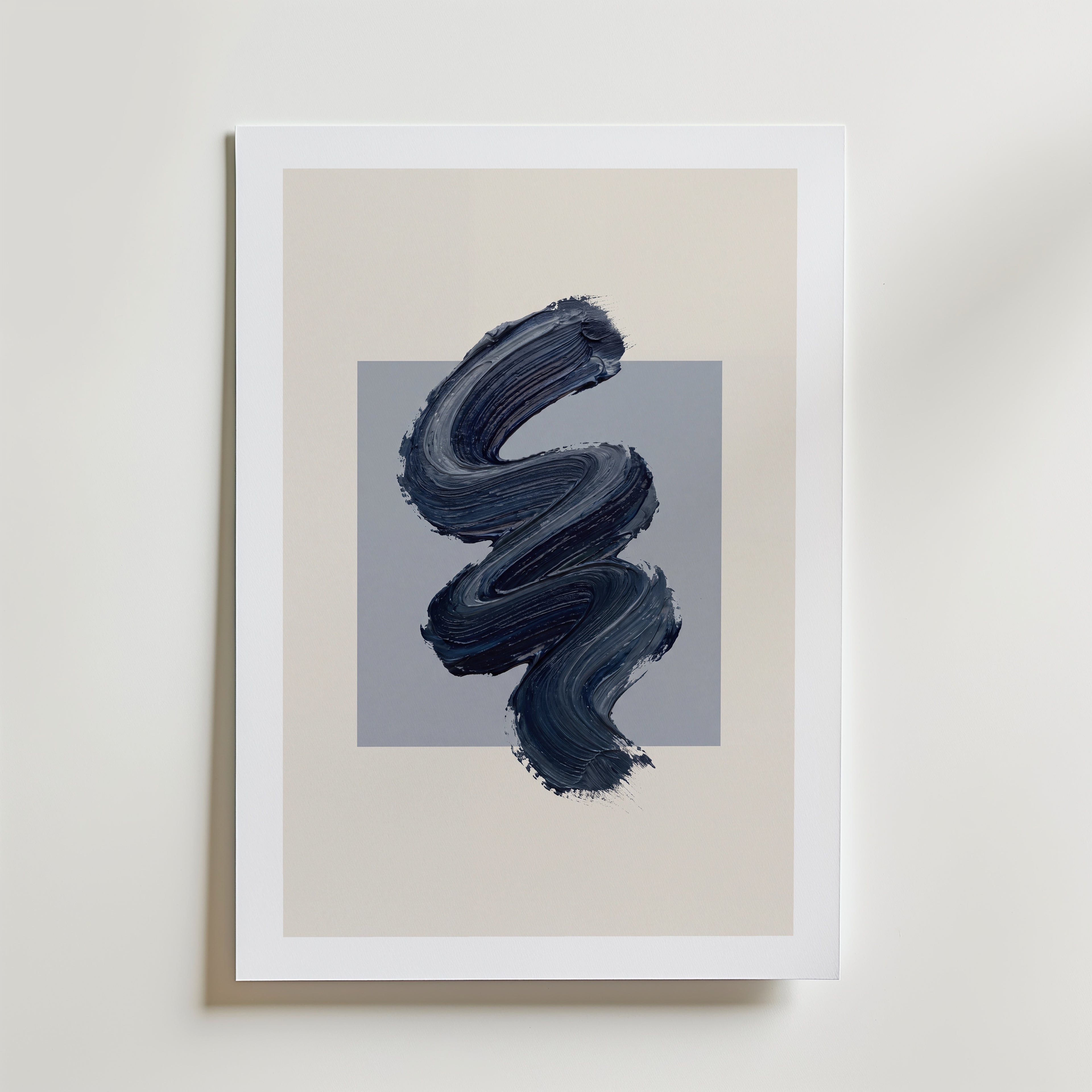 Navy Zigzag Poster – med passepartout