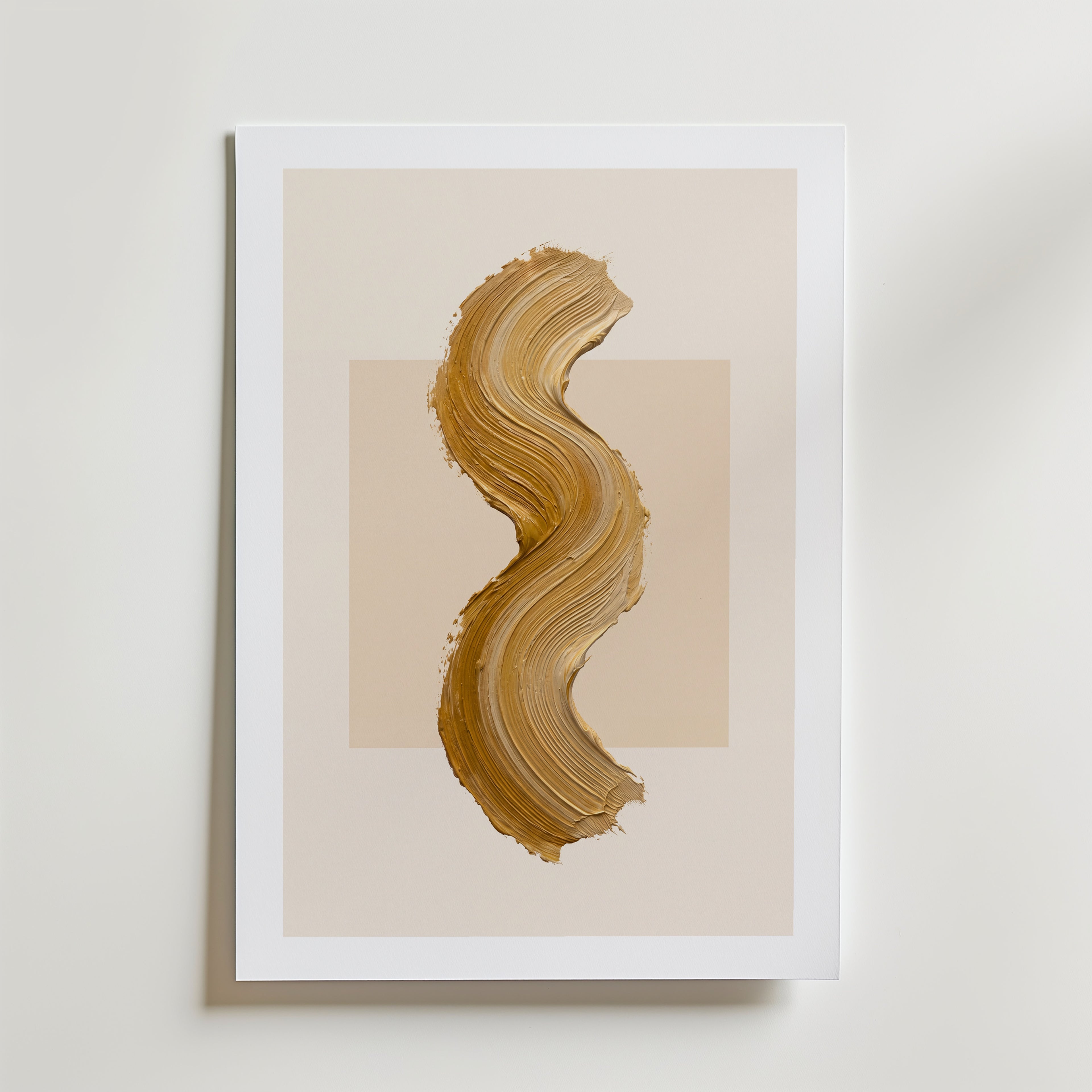 Ochre Curve Poster – med passepartout