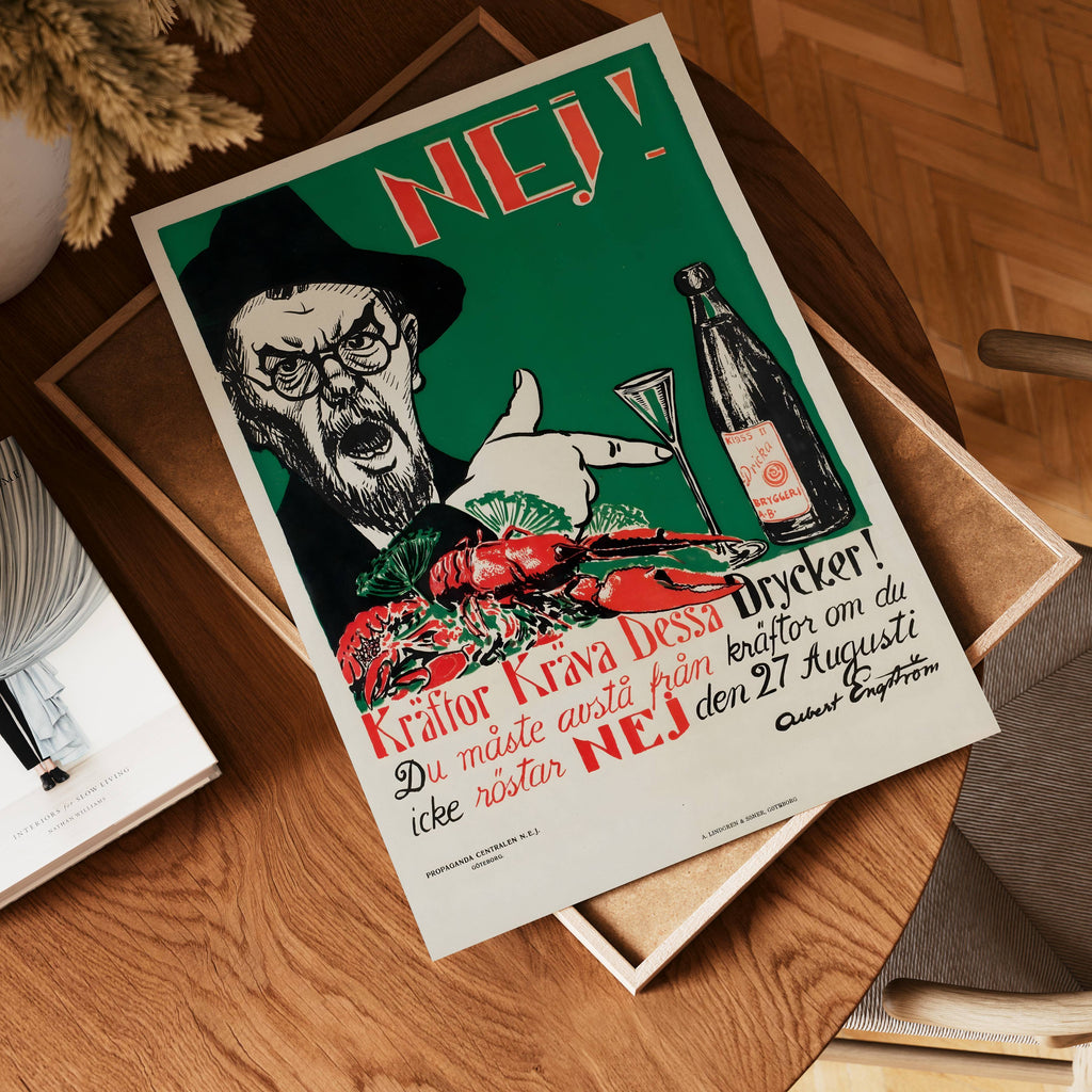 Albert Engström Kräftor Kräva Dessa Drycker Poster
