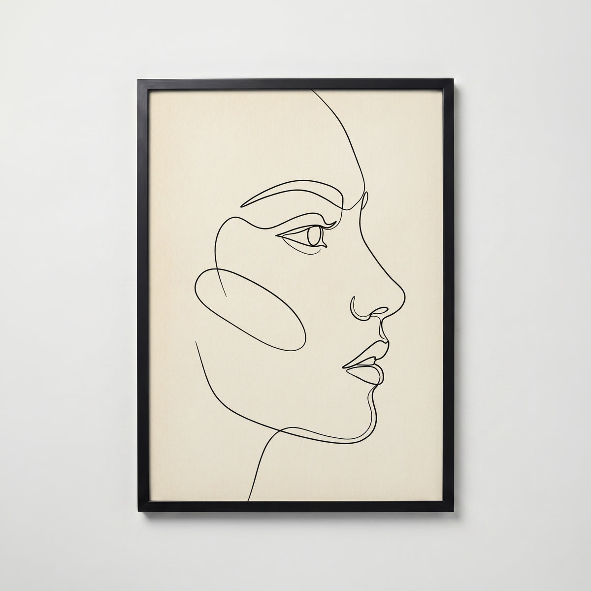One Line Face Poster – svart ram