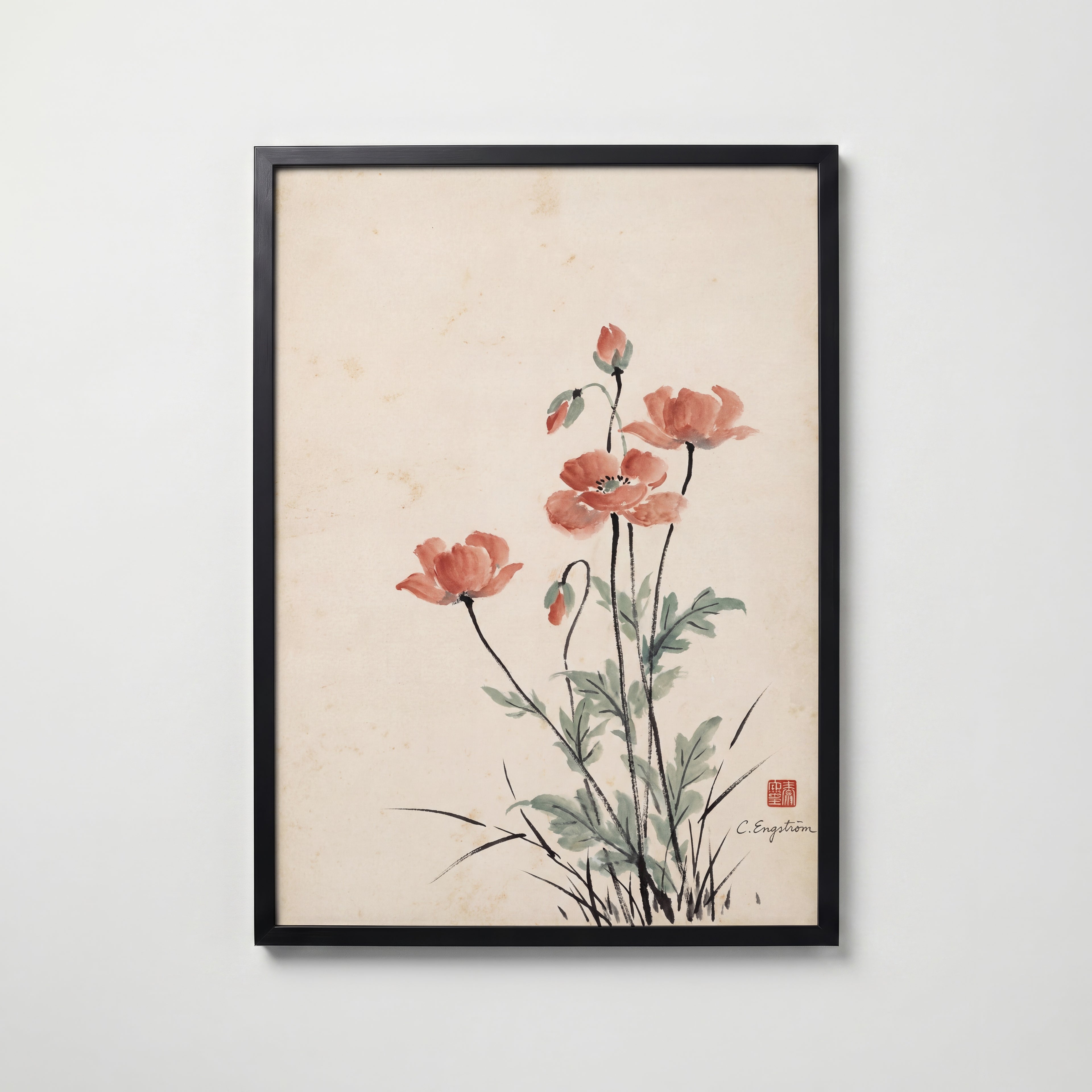Poppies By Caroline Engström – svart ram