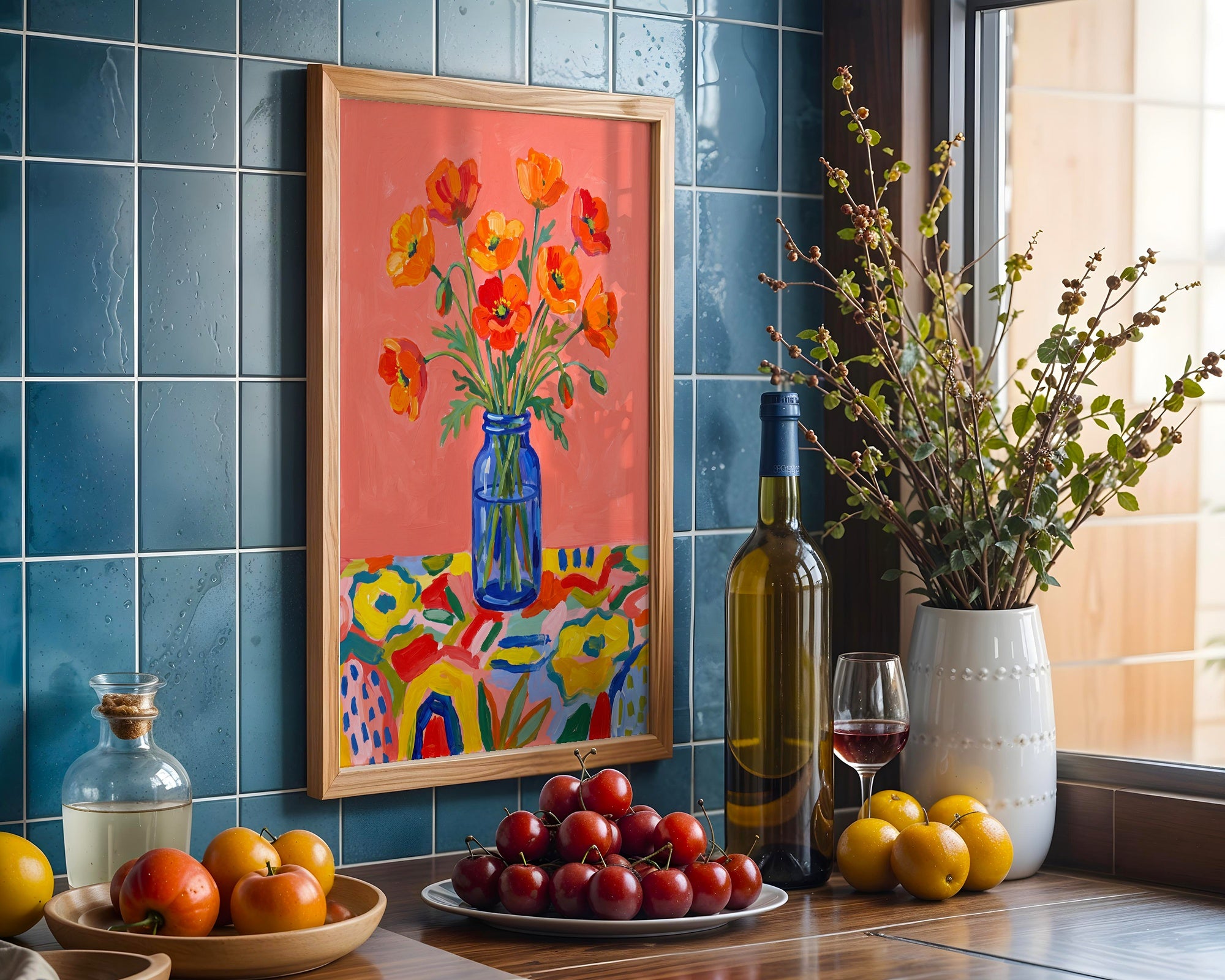 Poppies in Blue Poster – i rum 4