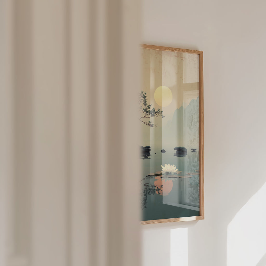 Poster mit goldenem stillen See