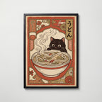 Ramen Cat Poster – svart ram