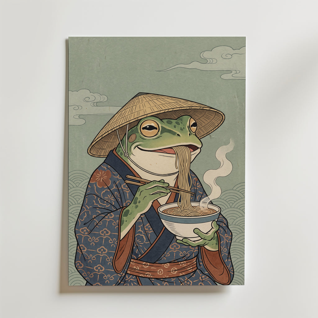 Ramen Frog Poster – canvas utan passepartout