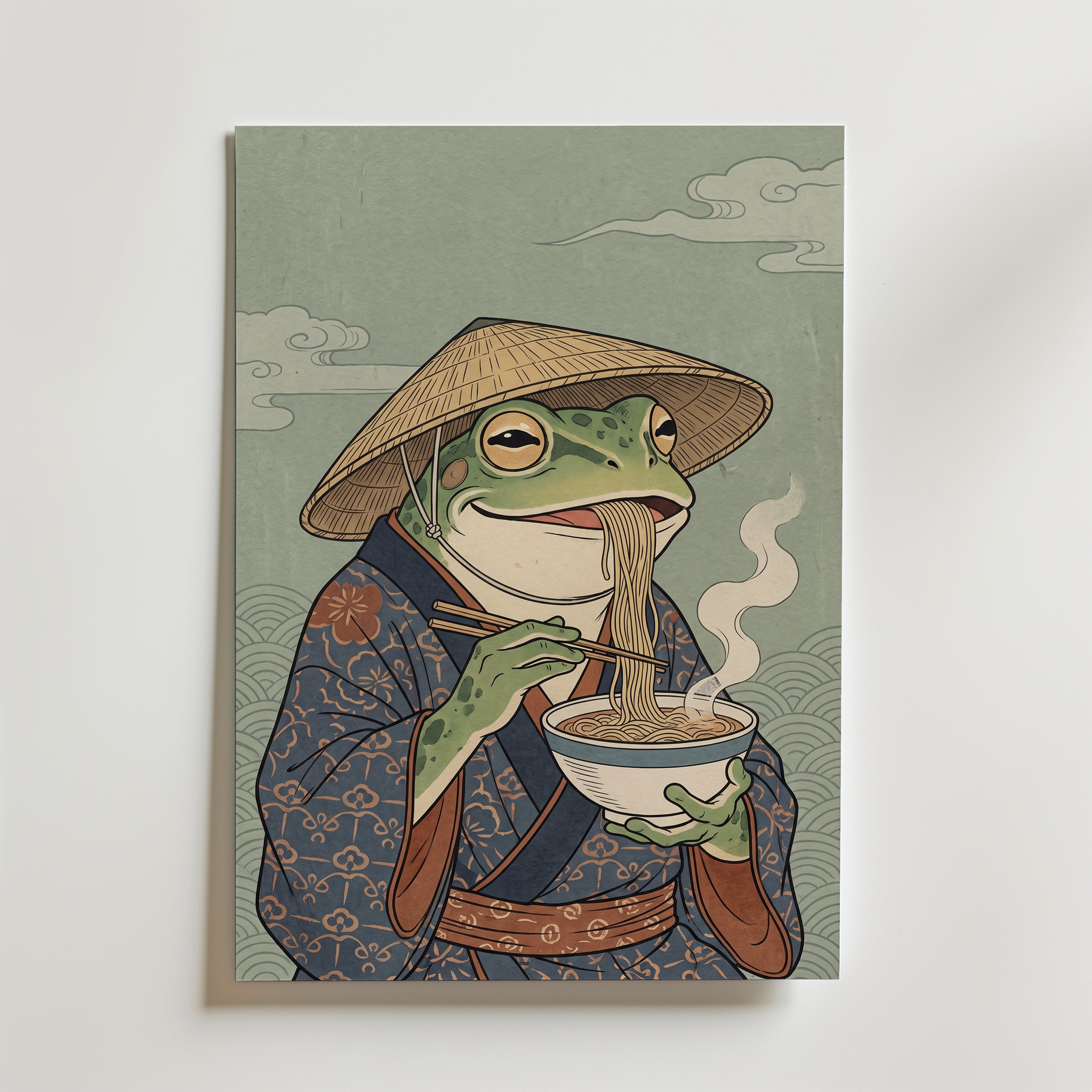 Ramen Frog Poster – canvas utan passepartout