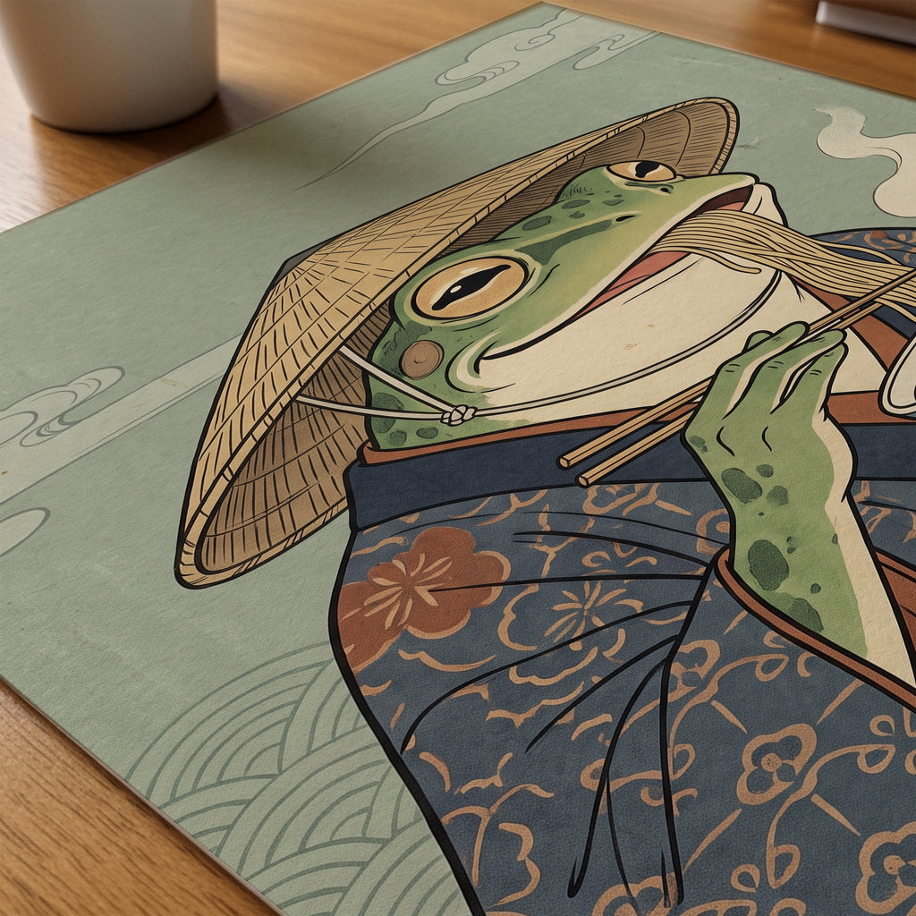 Ramen Frog Poster – närbild på papper