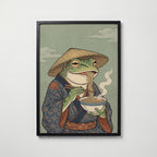Ramen Frog Poster – svart ram