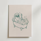 Shower Cat Poster – canvas utan passepartout