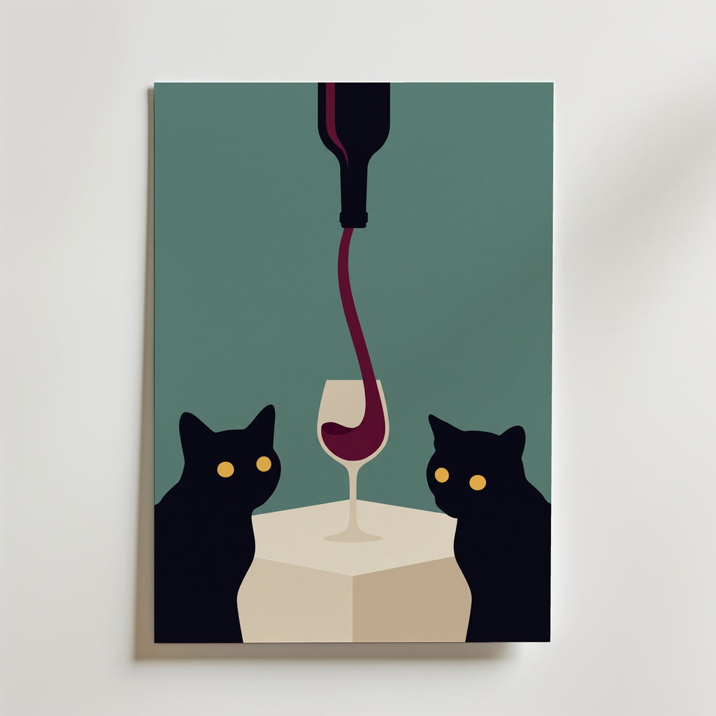 Wine & Cats Poster – canvas utan passepartout