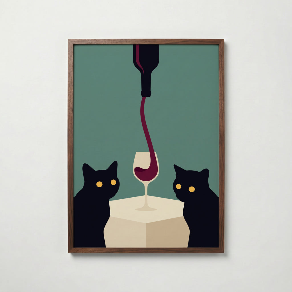 Wine & Cats Poster – valnötsram
