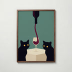 Wine & Cats Poster – valnötsram