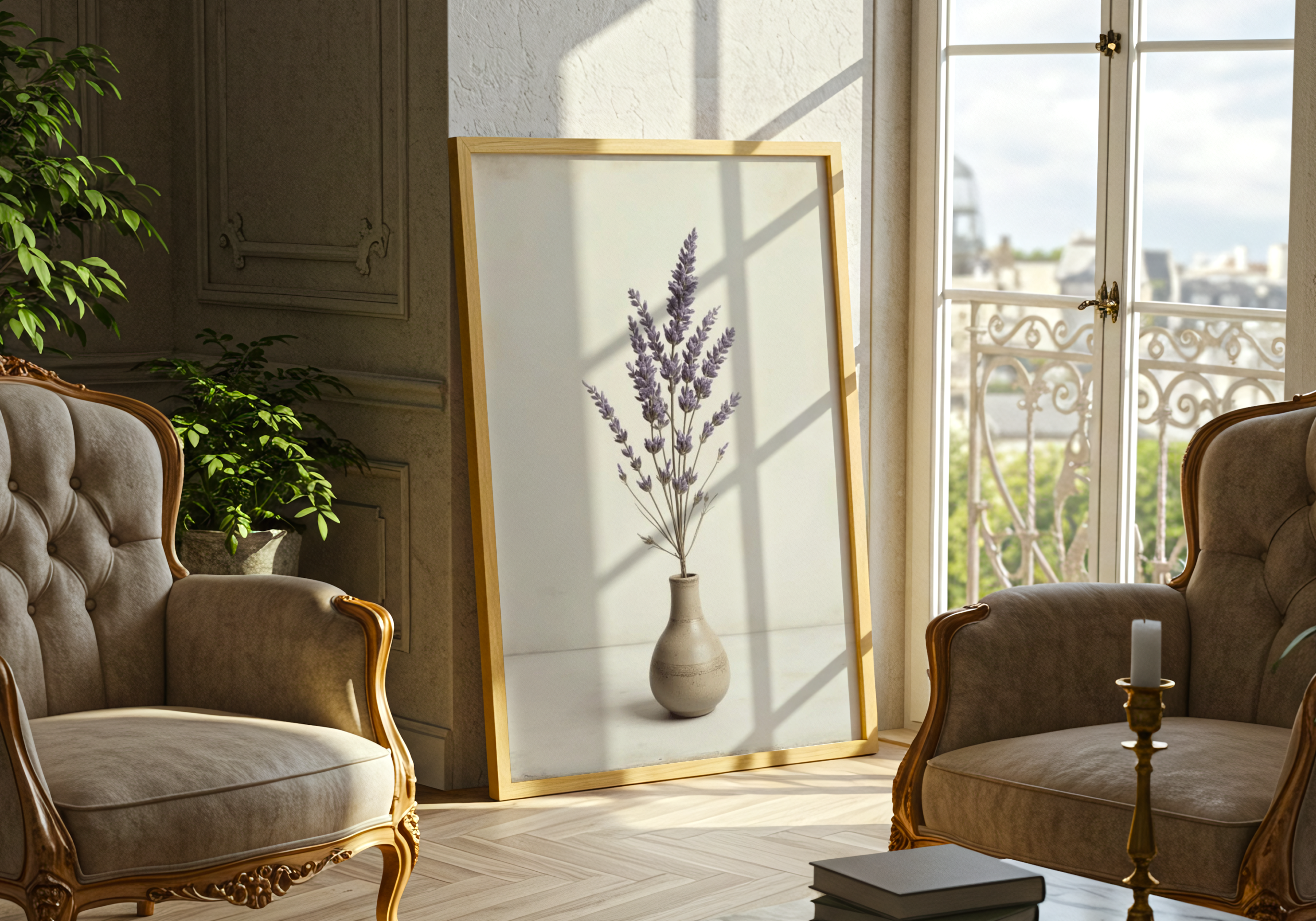 Ceramic Vase Dried Lavender Poster